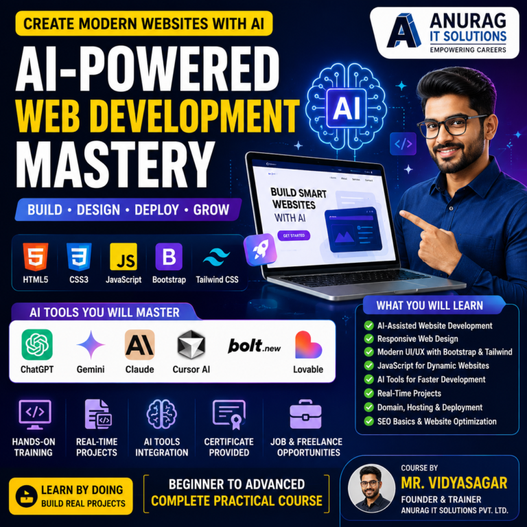 AI-Powered Web Development Mastery – Build Modern Websites with AI Tools Created by Mr. V. Vidyasagar | Anurag IT Solutions Pvt. Ltd.